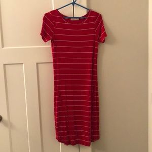 Red and white stripe dress